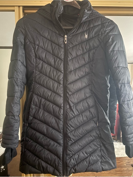 Spyder Jackets & Blazers - Spyder Black Quilted Chevron Long Puffer Jacket